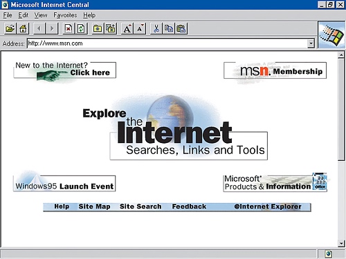 Microsoft Internet Explorer 1.0 MSN Welcome Screen (1995)